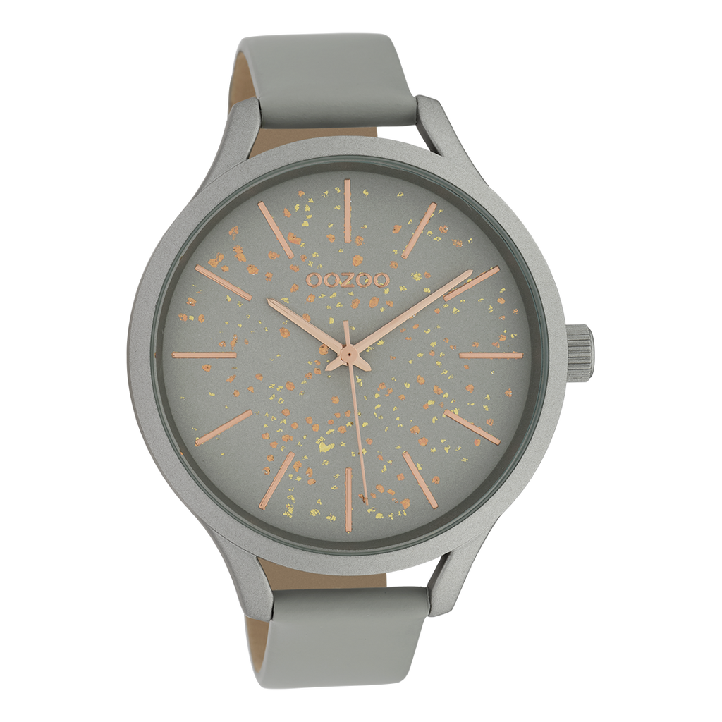Grey OOZOO watch with stone grey leather strap - C10088
