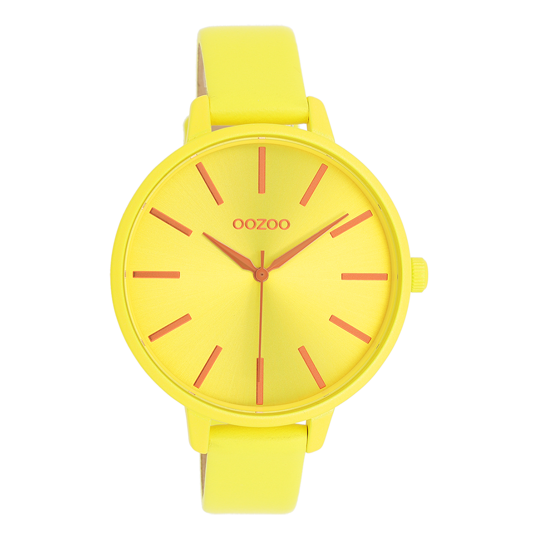 Neon yellow OOZOO watch with leather strap - C11184