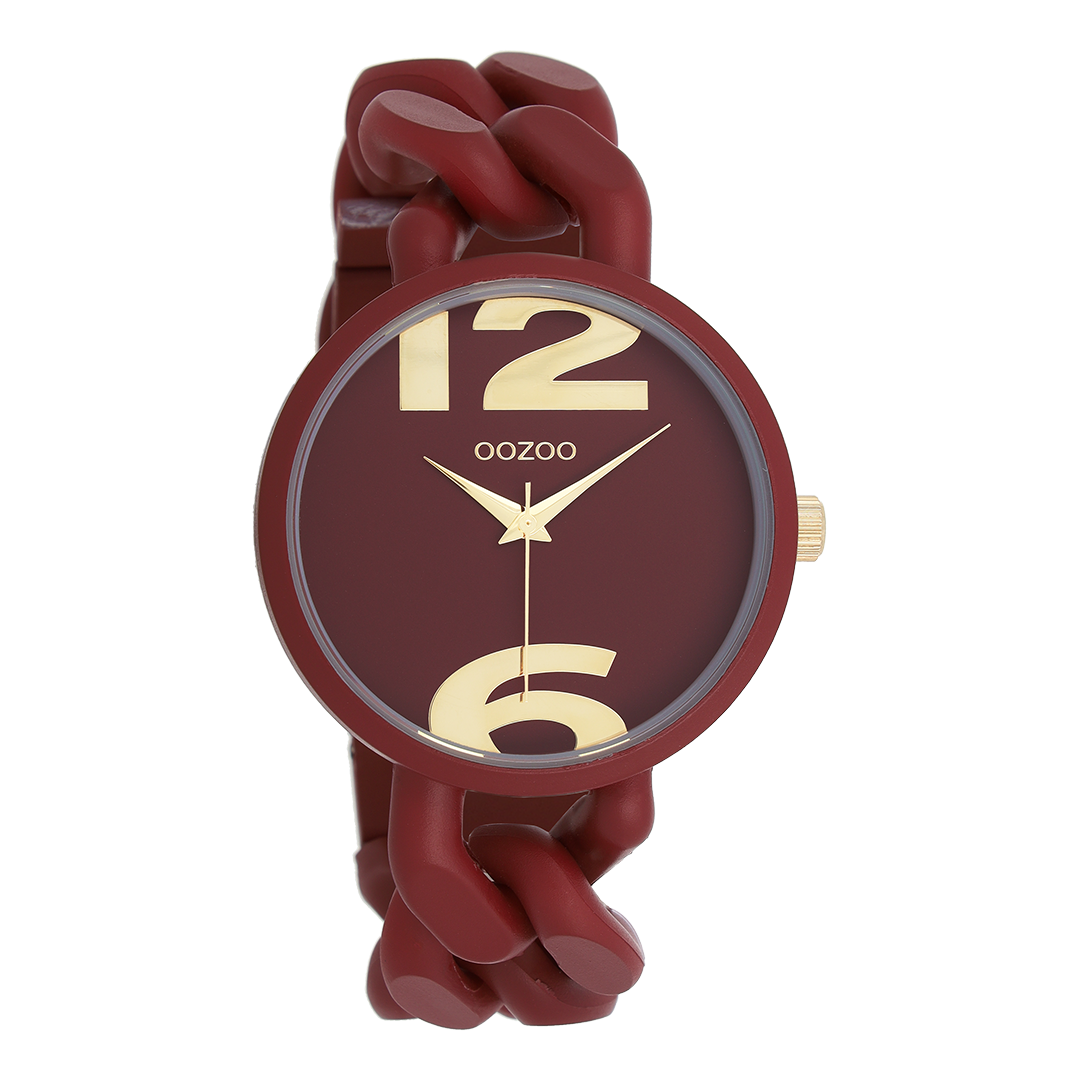 Brick red OOZOO watch with chunky chain bracelet - C11267
