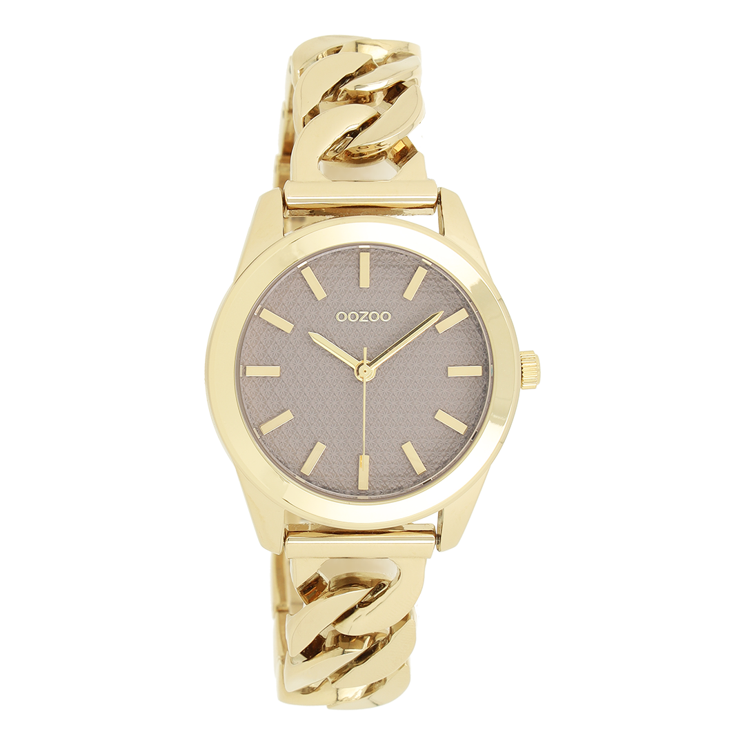 Gold coloured OOZOO watch with petit chain bracelet - C11420