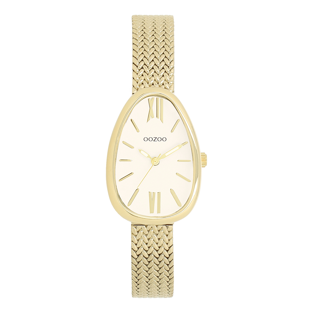 Gold coloured OOZOO watch with metal v-mesh bracelet - C11642