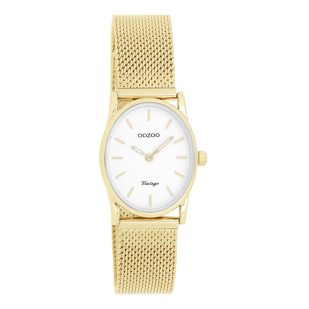 Gold coloured OOZOO watch with metal mesh bracelet - C20258