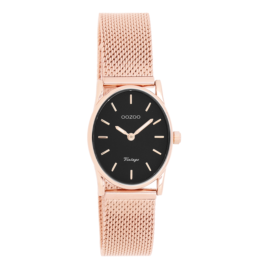 Rose gold coloured OOZOO watch with metal mesh bracelet - C20260