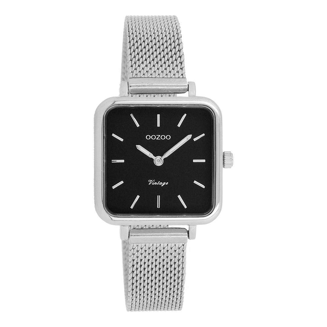 Silver coloured OOZOO watch with metal mesh bracelet - C20262