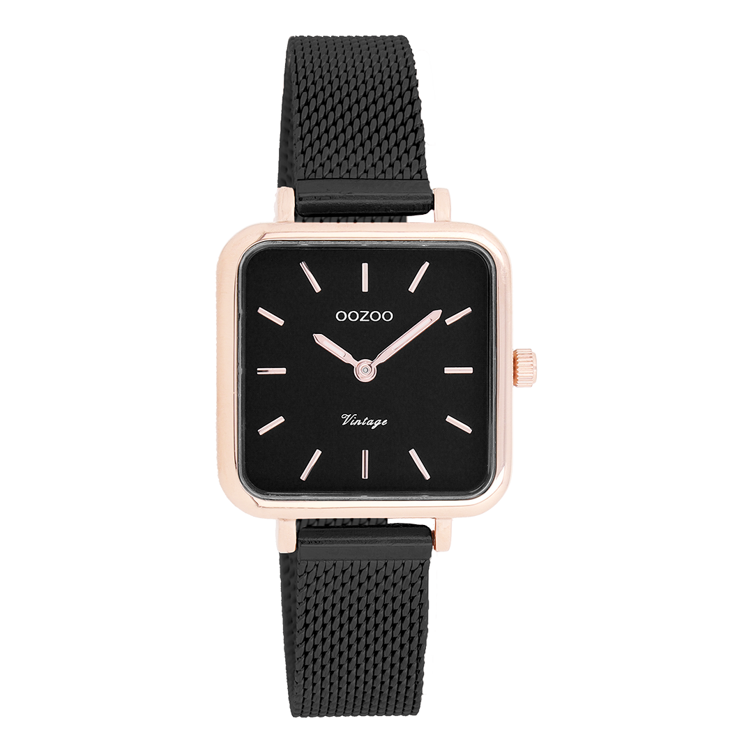 Rose gold coloured OOZOO watch with metal mesh bracelet - C20265
