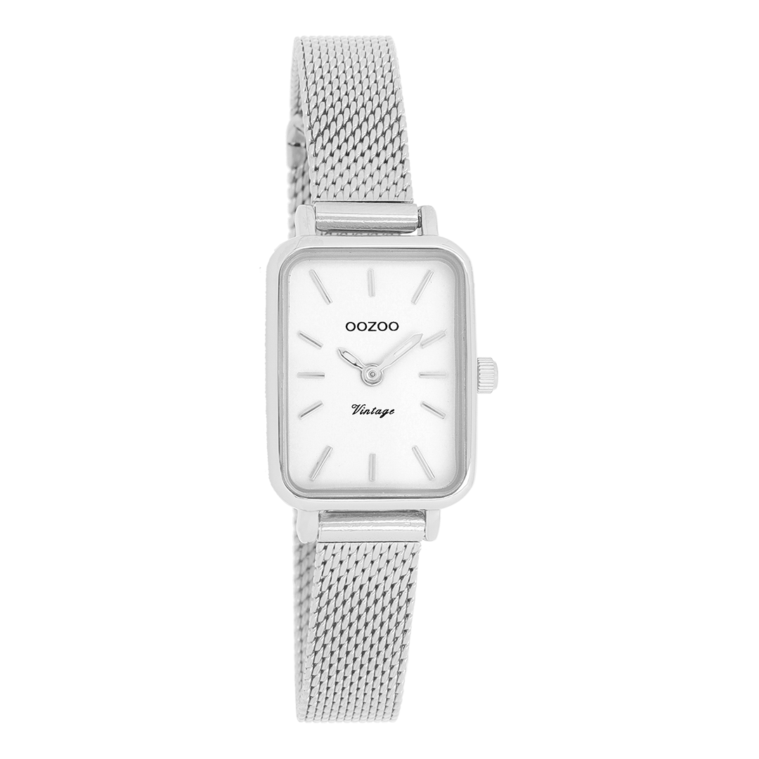 Silver coloured OOZOO watch with metal mesh bracelet - C20266