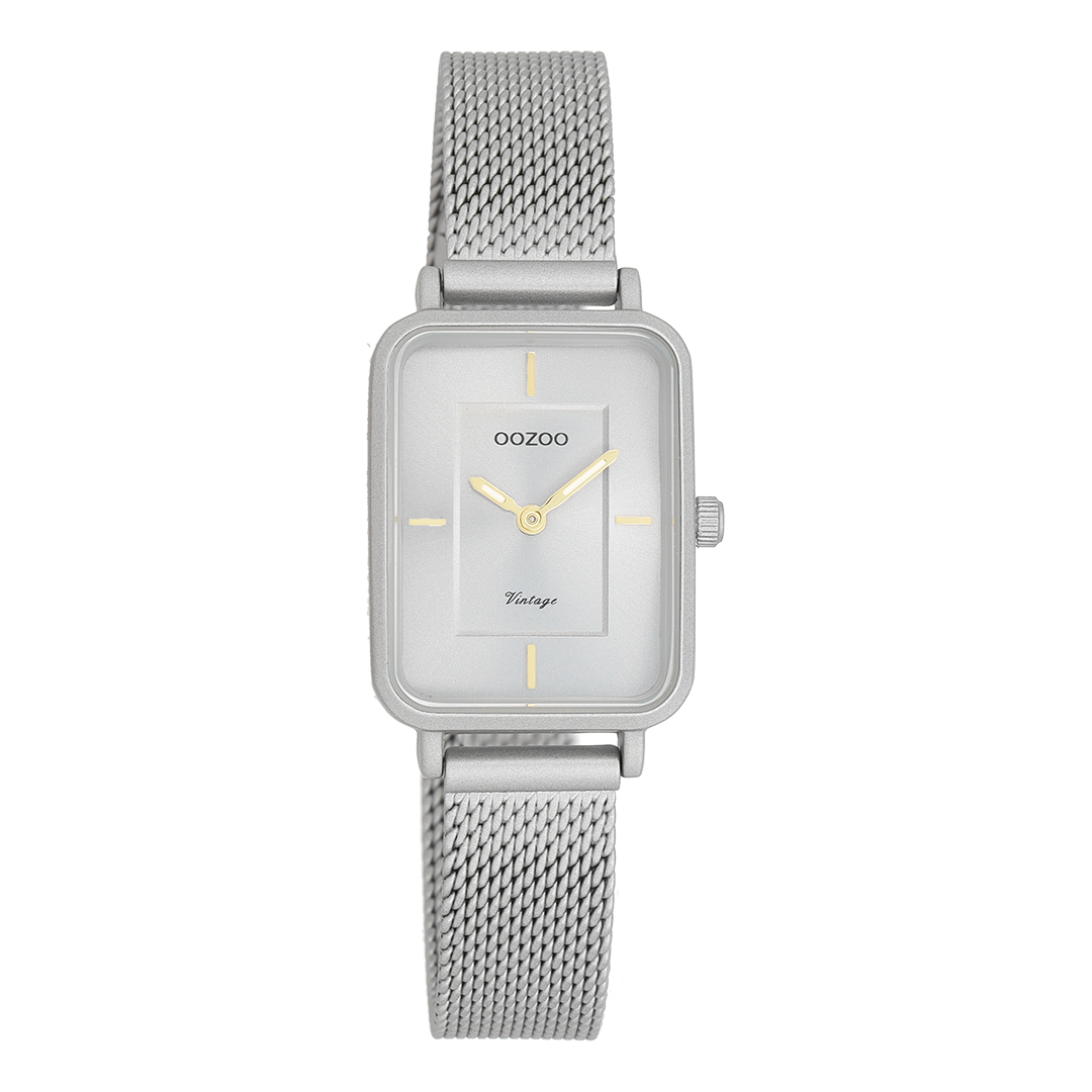 Light grey OOZOO watch with metal mesh bracelet - C20383
