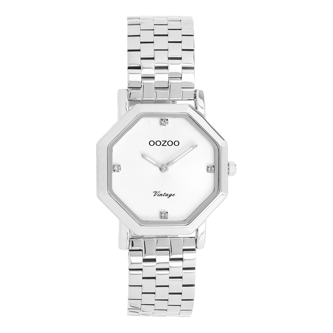 OOZOO Montre en couleur argent avec bracelet en acier inoxydable en couleur argent - C20470
