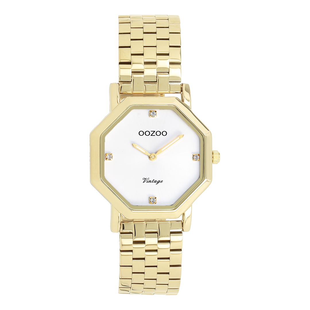 OOZOO Montre en couleur or avec bracelet en acier inoxydable en couleur or - C20471