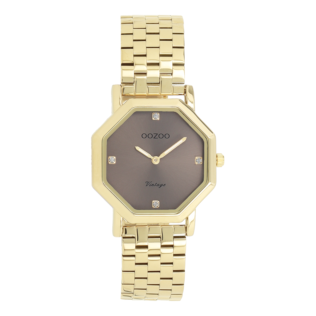 OOZOO Montre en couleur or avec bracelet en acier inoxydable en couleur or - C20472
