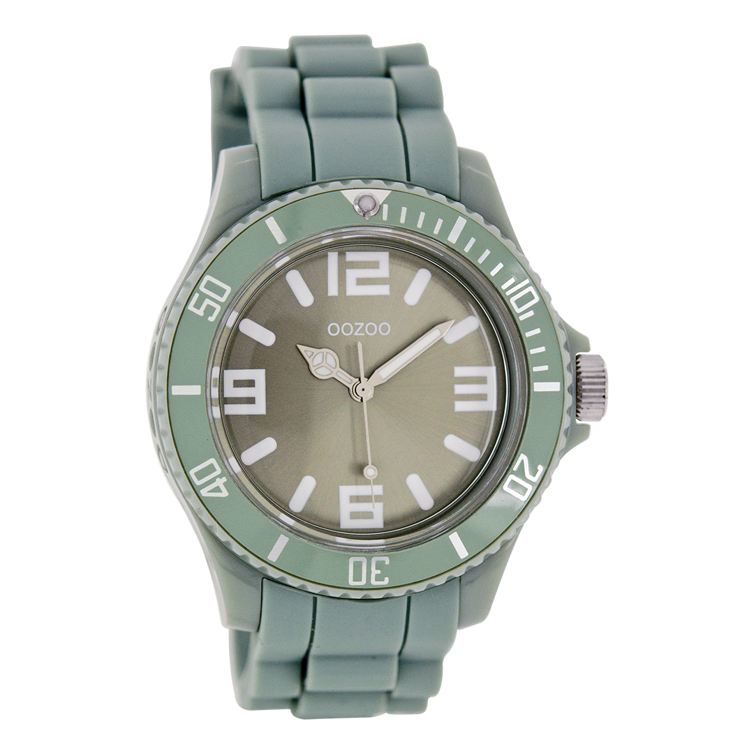 OOZOO Montre en gris avec bracelet en caoutchouc en gris - C4279