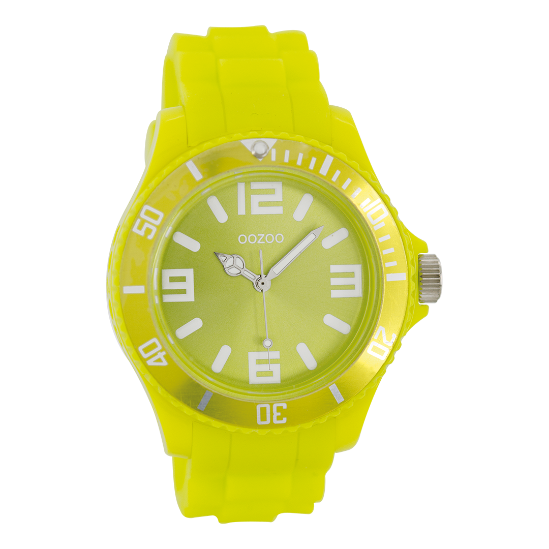 OOZOO Montre en jaune avec bracelet en caoutchouc en jaune - C4288