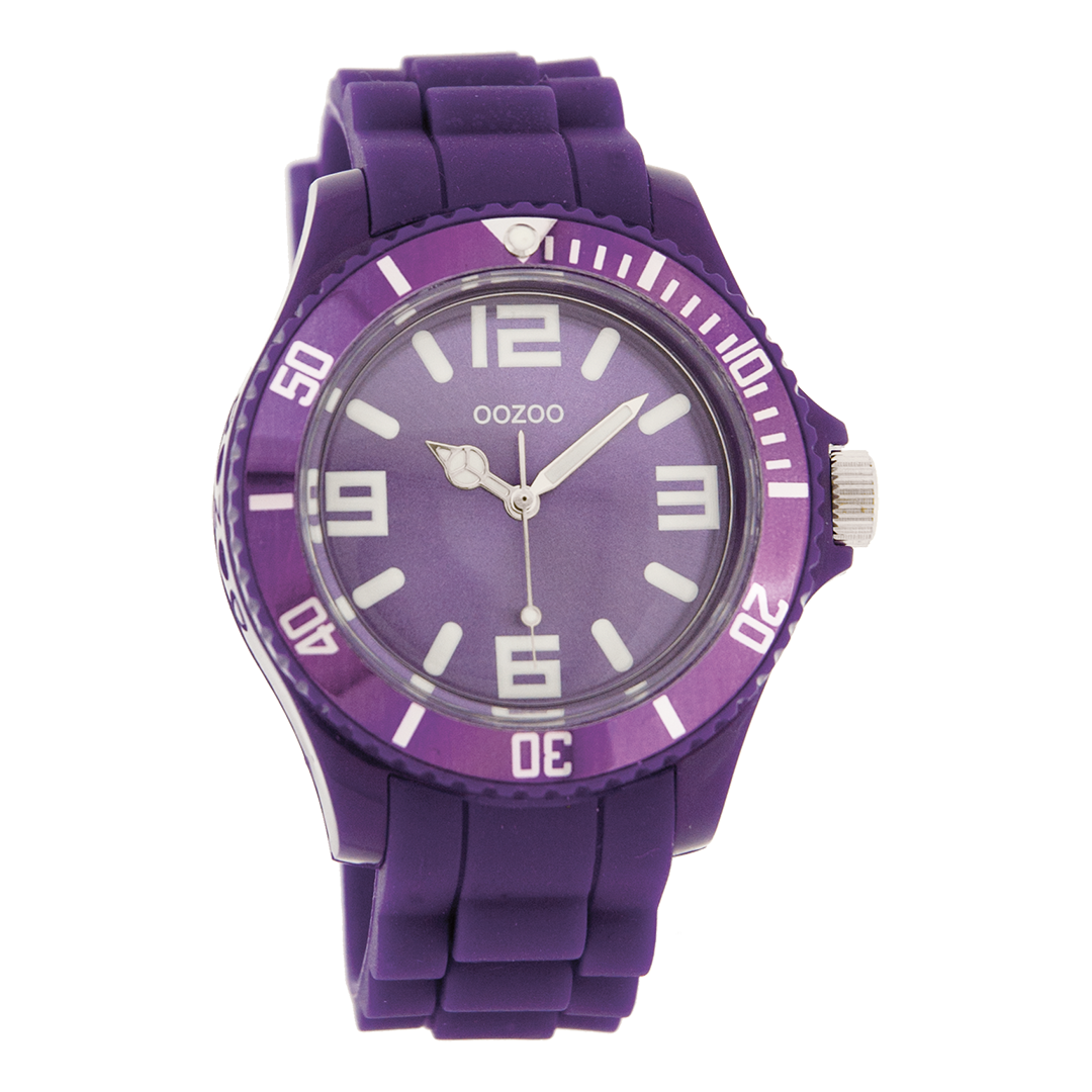 OOZOO Montre en violet avec bracelet en caoutchouc en violet - C4290