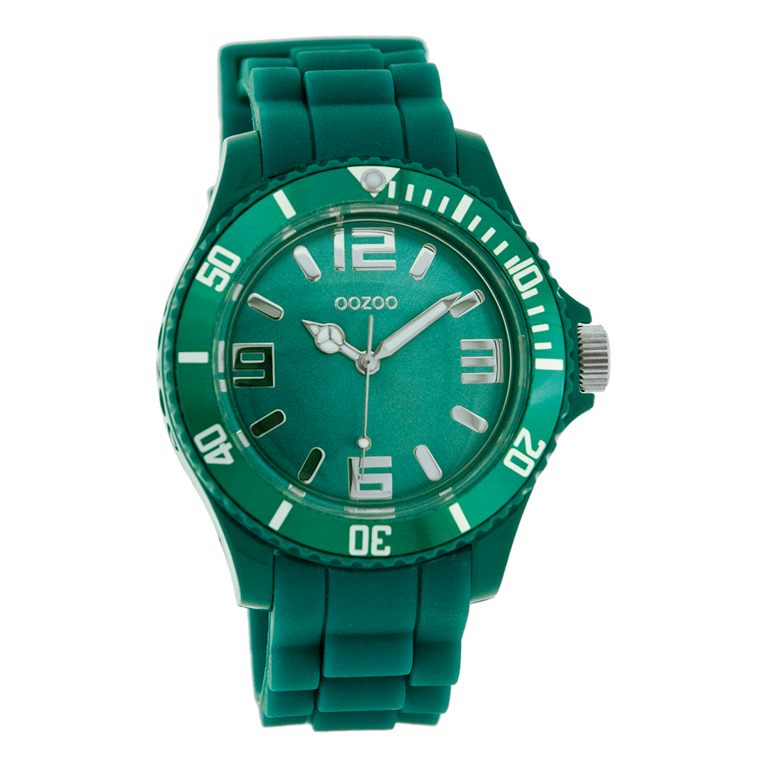 OOZOO Montre en vert aqua avec bracelet en caoutchouc en vert aqua - C4351