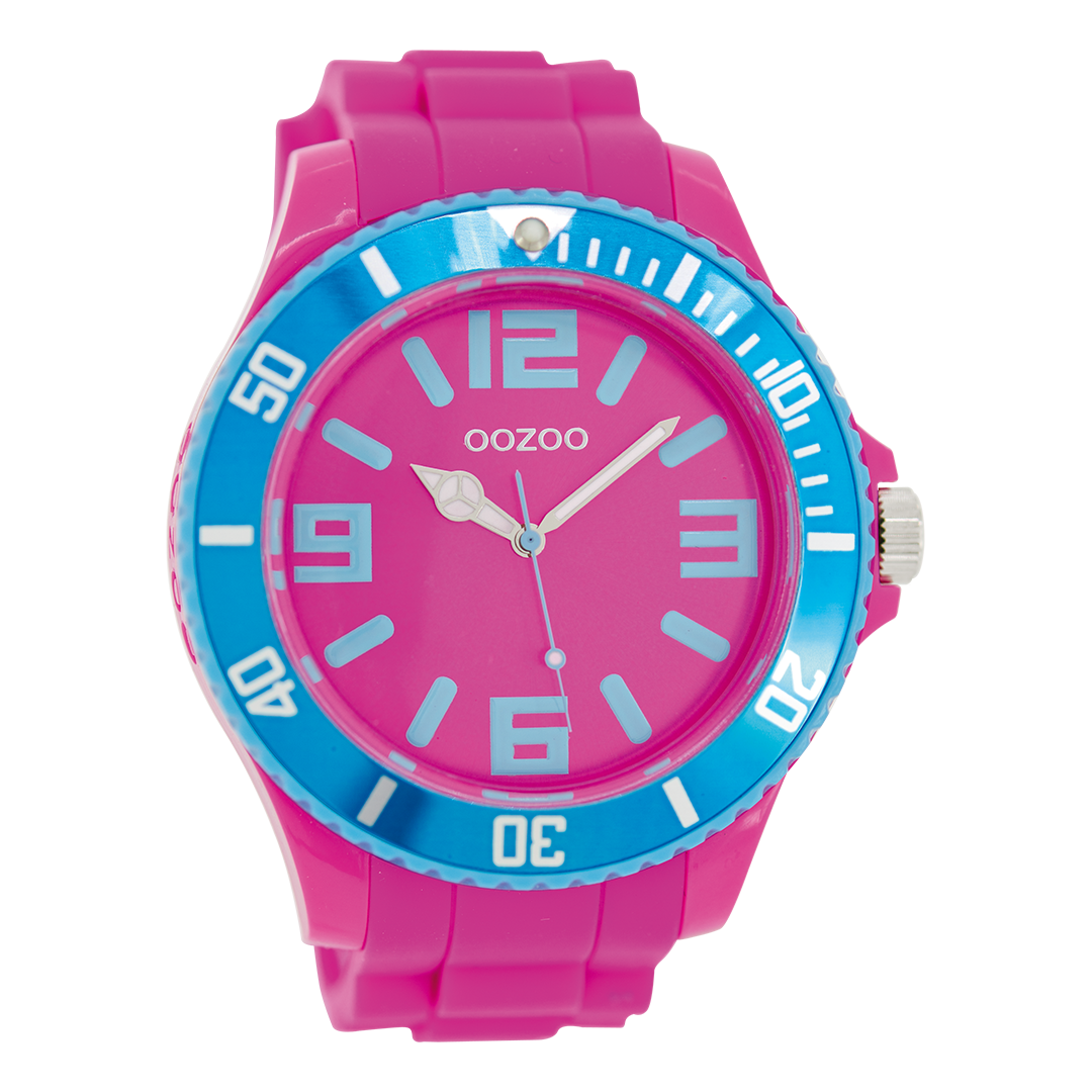 Roze OOZOO horloge met rubber band - C5822
