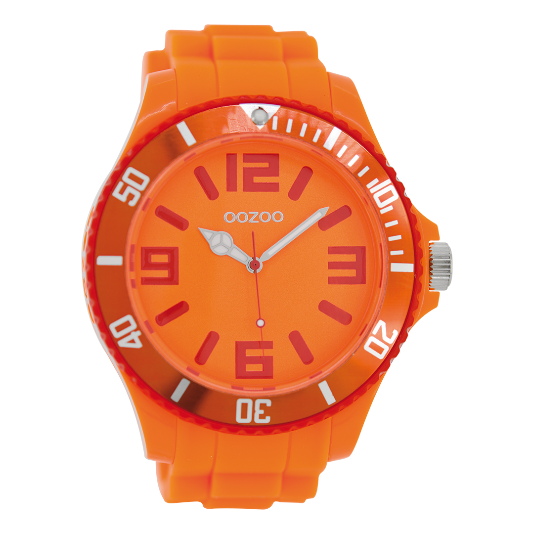 Fluo oranje OOZOO horloge met rubber band - C5828