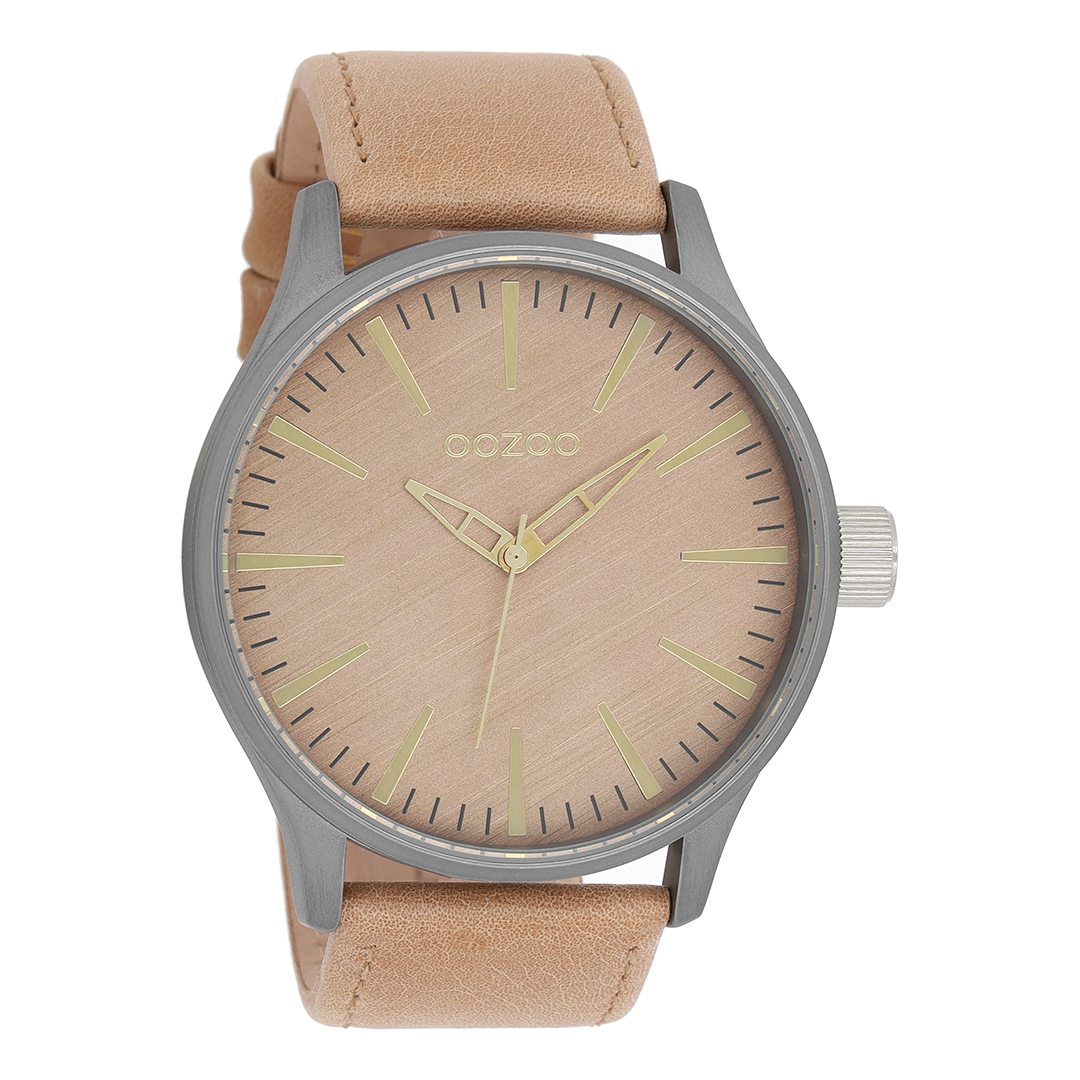 OOZOO Montre en titane avec bracelet en cuir en camel - C7860