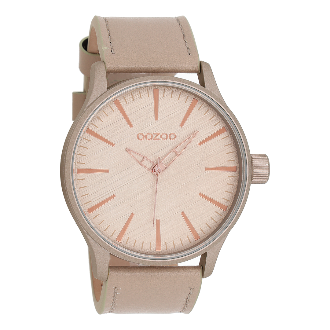 OOZOO Montre en rose gris avec bracelet en cuir en rose gris - C8276