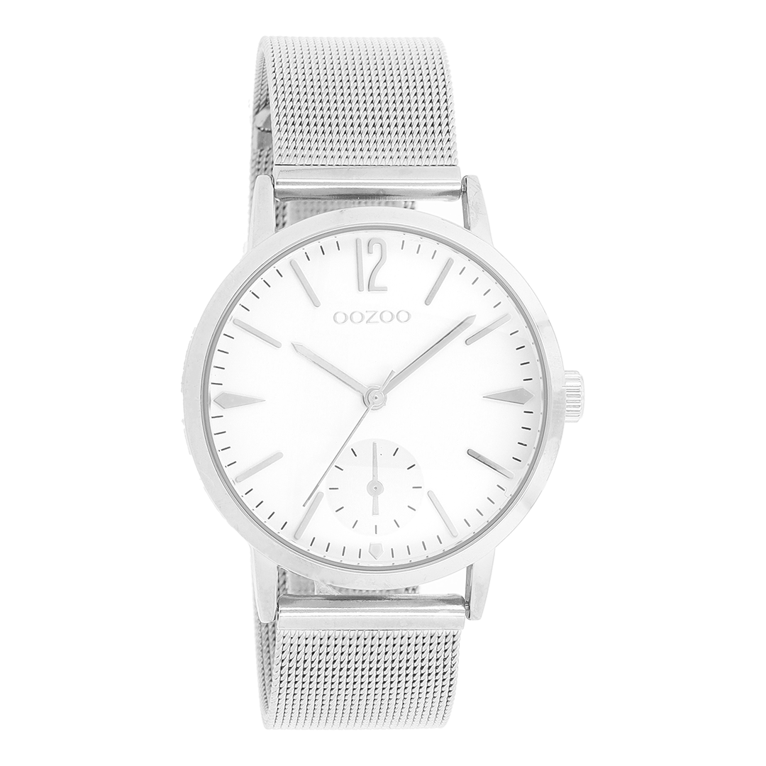 OOZOO Montre en couleur argent avec bracelet en mesh en couleur argent - C8615
