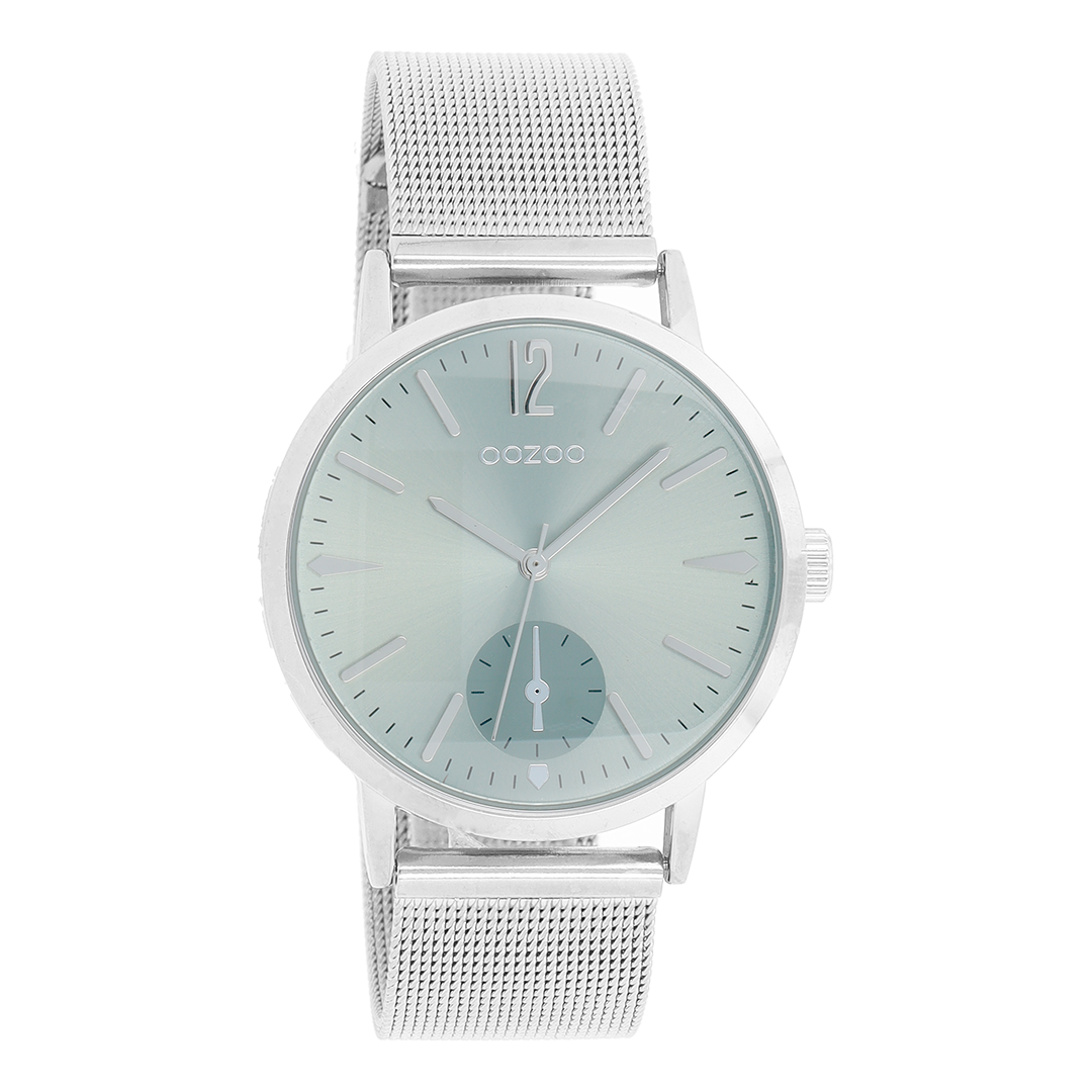 OOZOO Montre en couleur argent avec bracelet en mesh en couleur argent - C8616