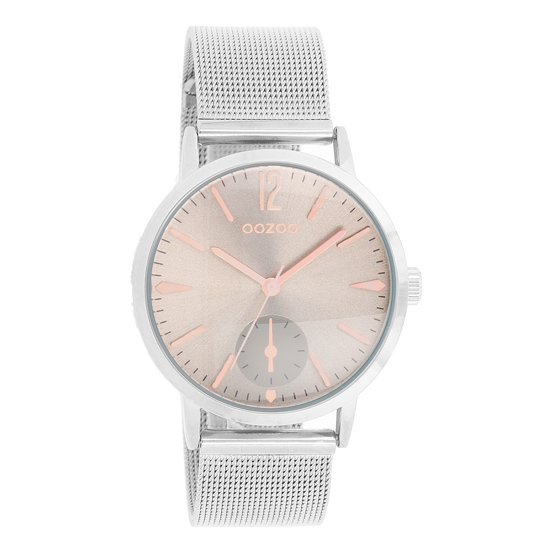 OOZOO Montre en couleur argent avec bracelet en mesh en couleur argent - C8617