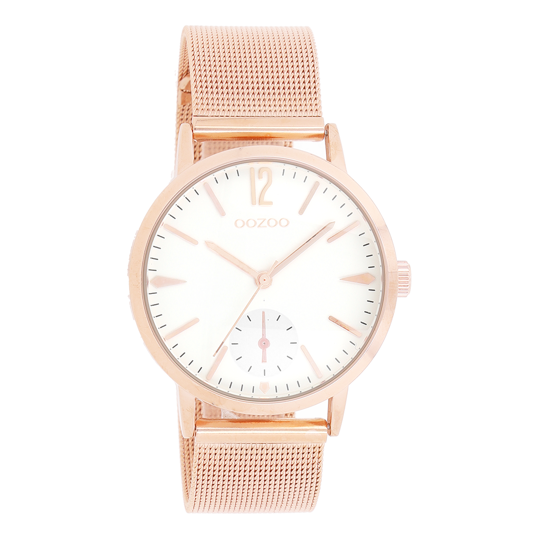 OOZOO Montre en couleur or rose avec bracelet en mesh en couleur or rose - C8618