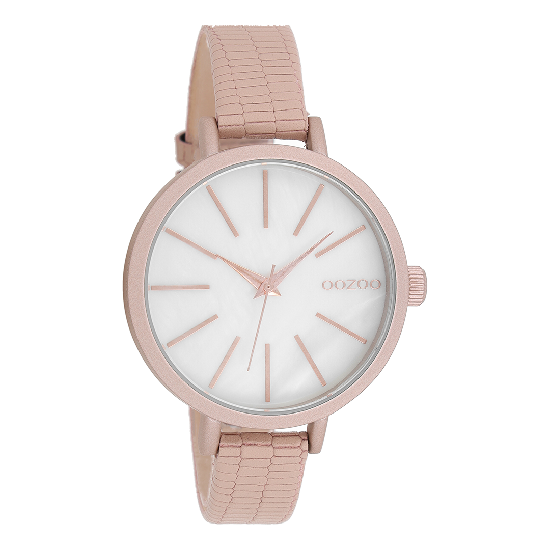 OOZOO Montre en rose gris avec bracelet en cuir en rose gris - C8666