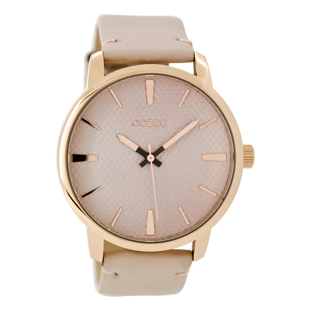 Rose gold coloured OOZOO watch with pink grey leather strap - C9021