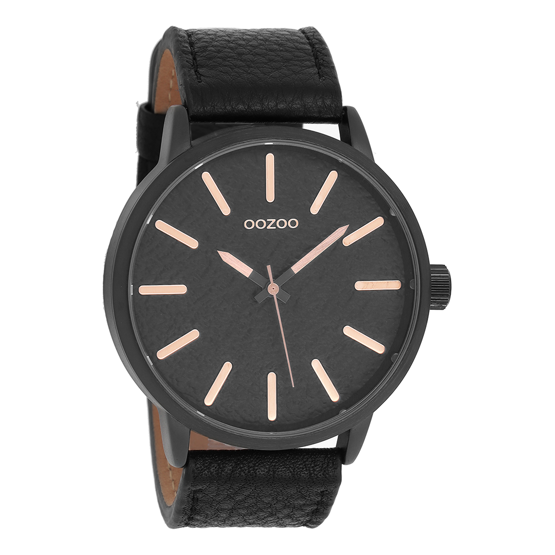Black OOZOO watch with leather strap - C9029