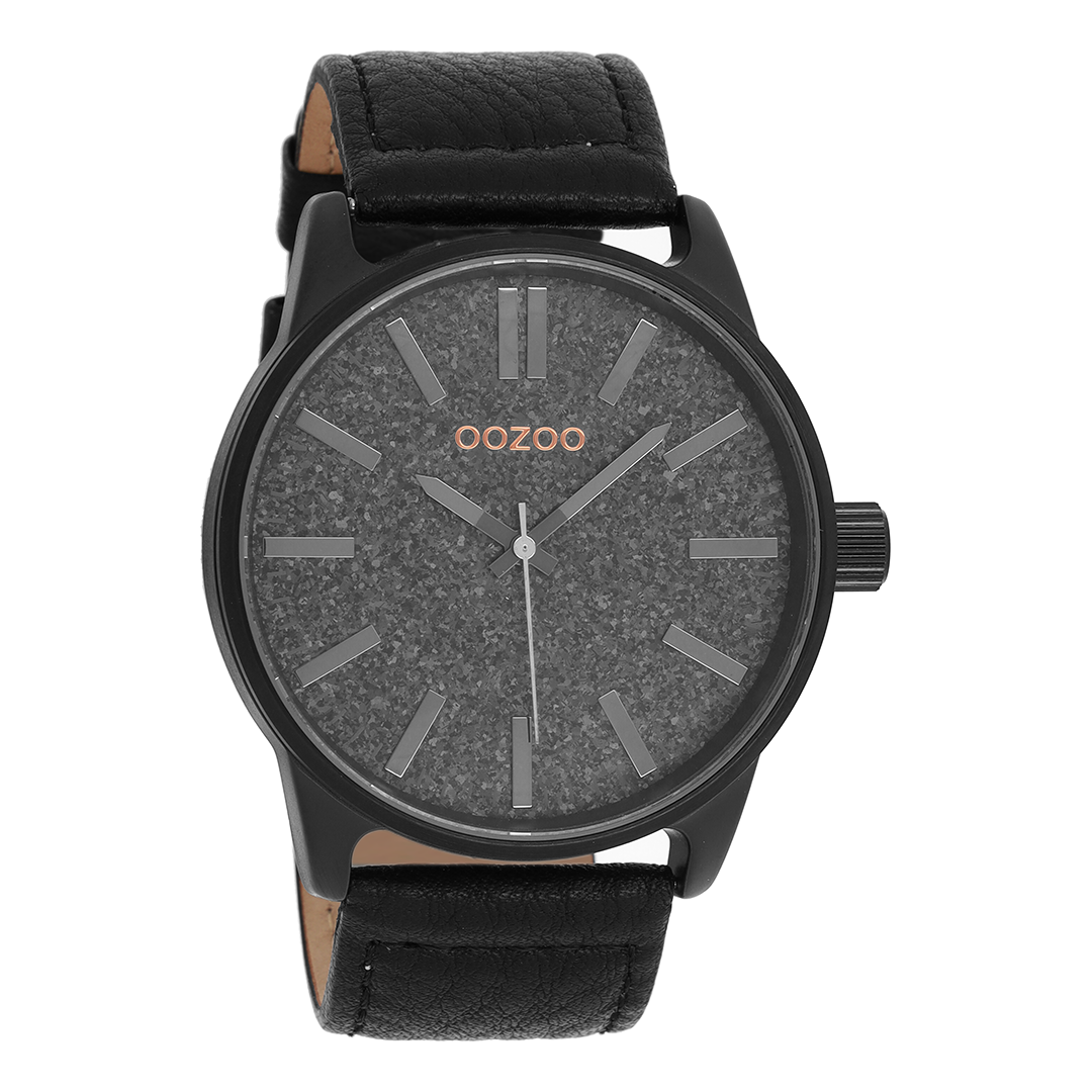 Black OOZOO watch with leather strap - C9064