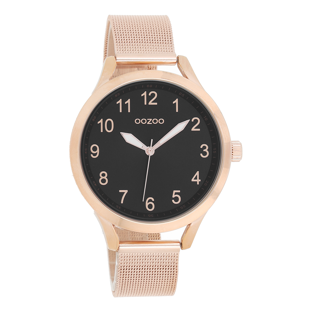 Rose gold coloured OOZOO watch with metal mesh bracelet - C9119