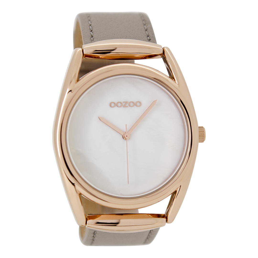Rose gold coloured OOZOO watch with taupe leather strap - C9168