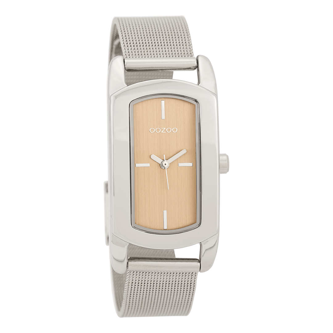 OOZOO Montre en couleur argent avec bracelet en mesh en couleur argent - C9701