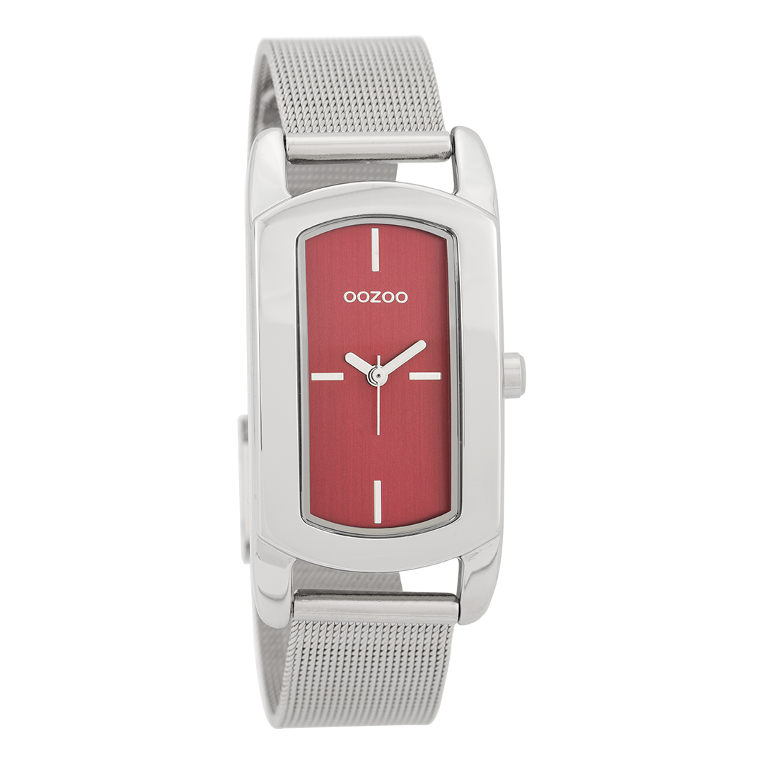 OOZOO Montre en couleur argent avec bracelet en mesh en couleur argent - C9702