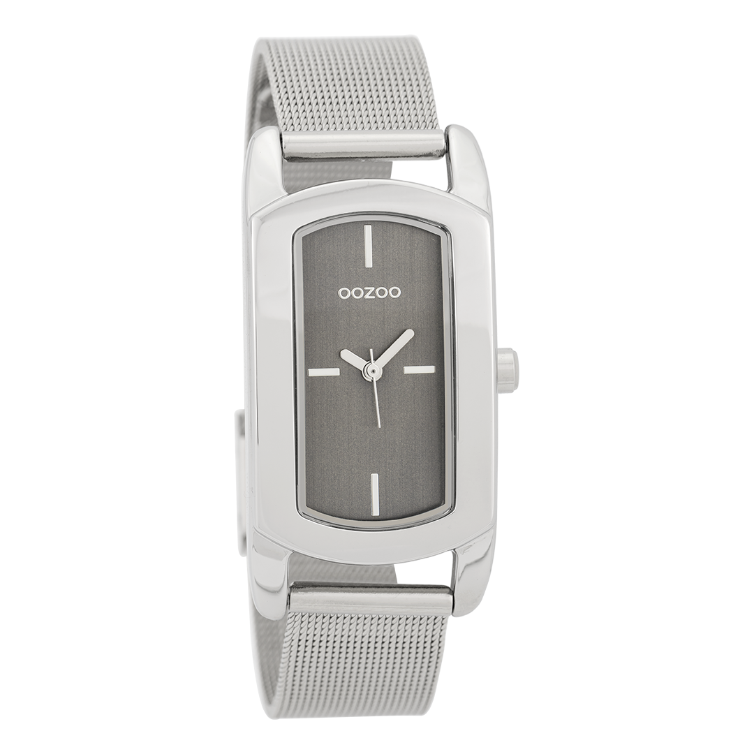 OOZOO Montre en couleur argent avec bracelet en mesh en couleur argent - C9703