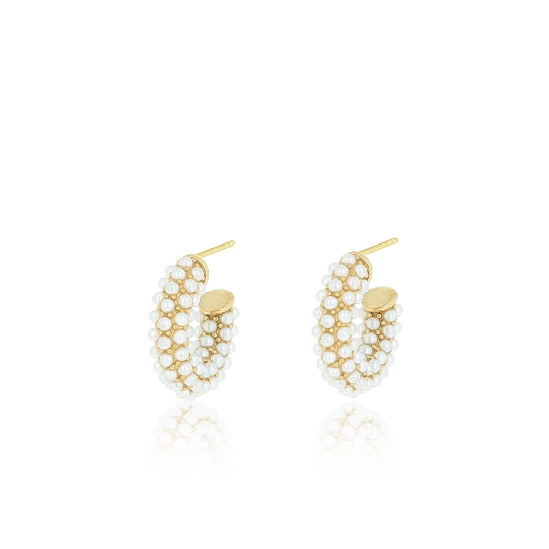Goudkleurige oorbellen met parels