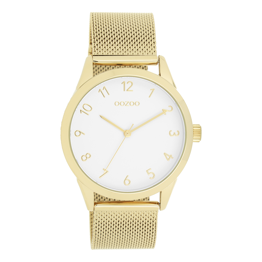 Gold coloured OOZOO watch with metal mesh bracelet - C11322
