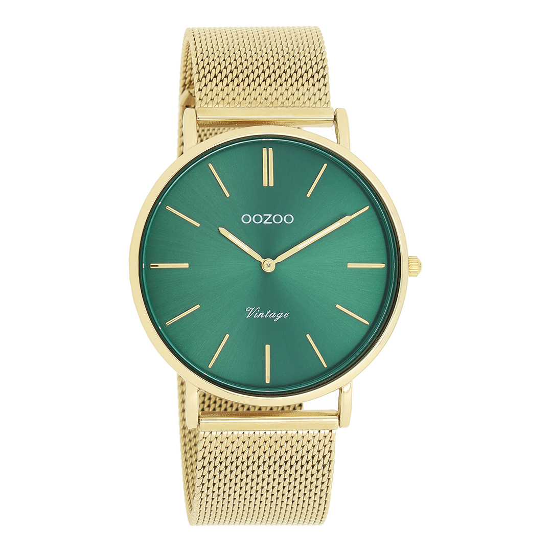Gold coloured OOZOO watch with metal mesh bracelet - C20294