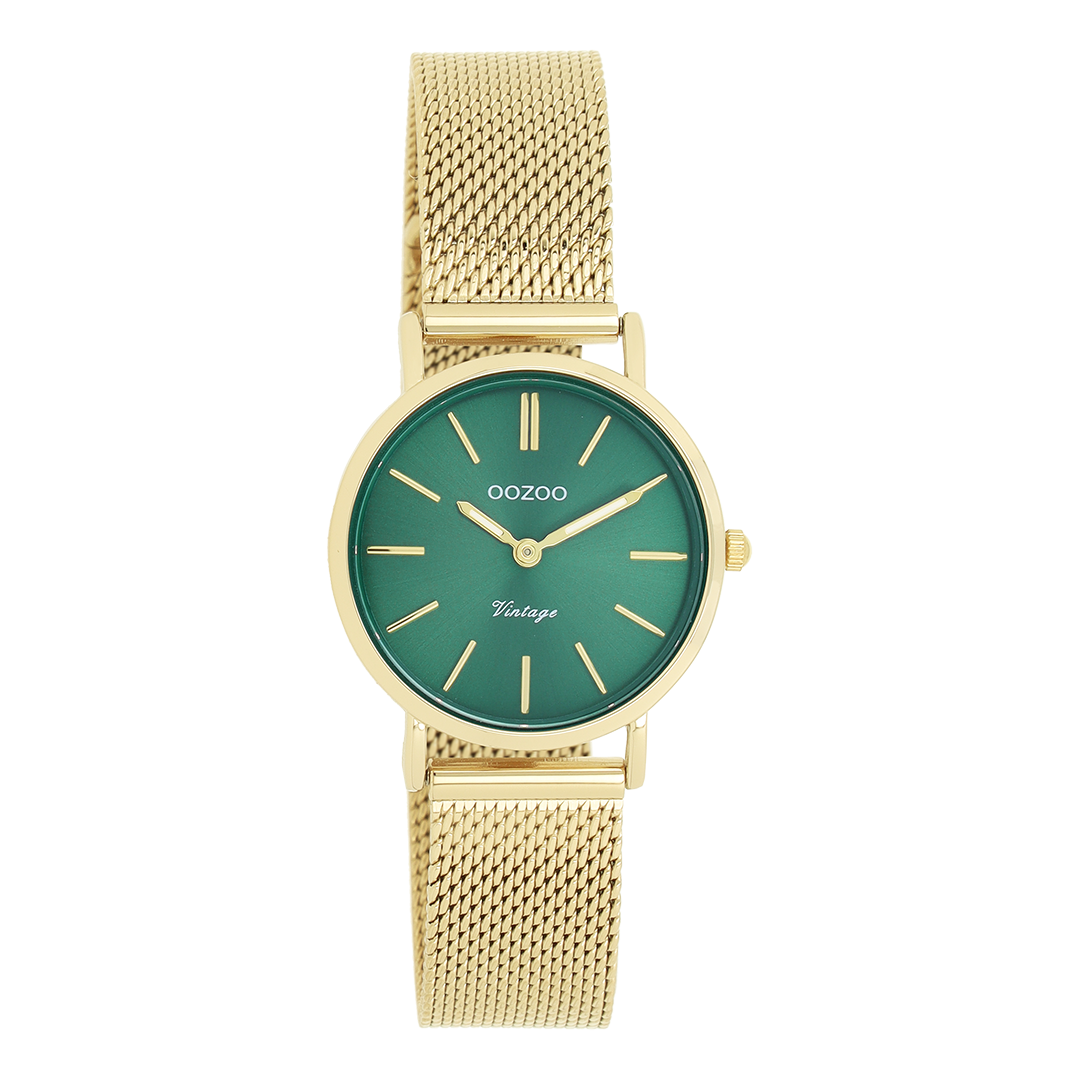 Gold coloured OOZOO watch with metal mesh bracelet - C20297