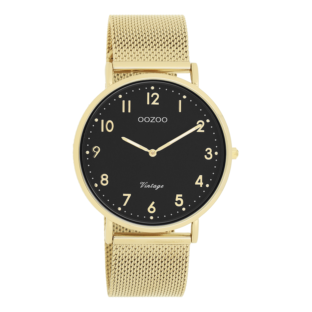 Gold coloured OOZOO watch with metal mesh bracelet - C20344