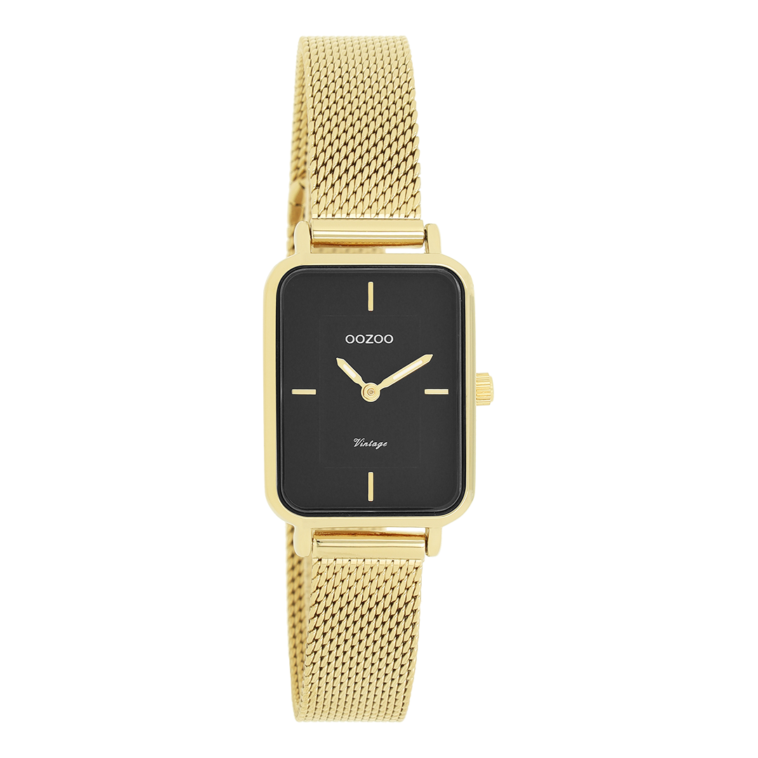 Gold coloured OOZOO watch with metal mesh bracelet - C20354