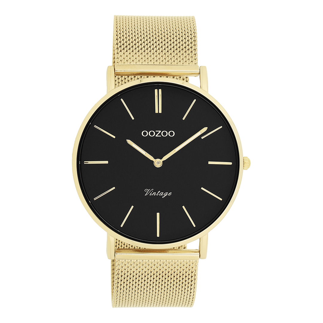 Gold coloured OOZOO watch with metal mesh bracelet - C9912