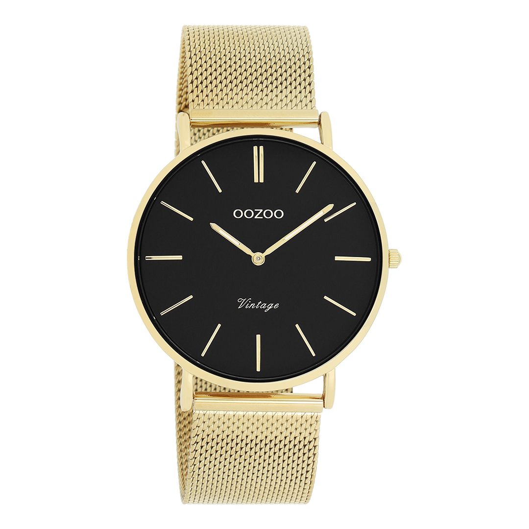 Gold coloured OOZOO watch with metal mesh bracelet - C9913
