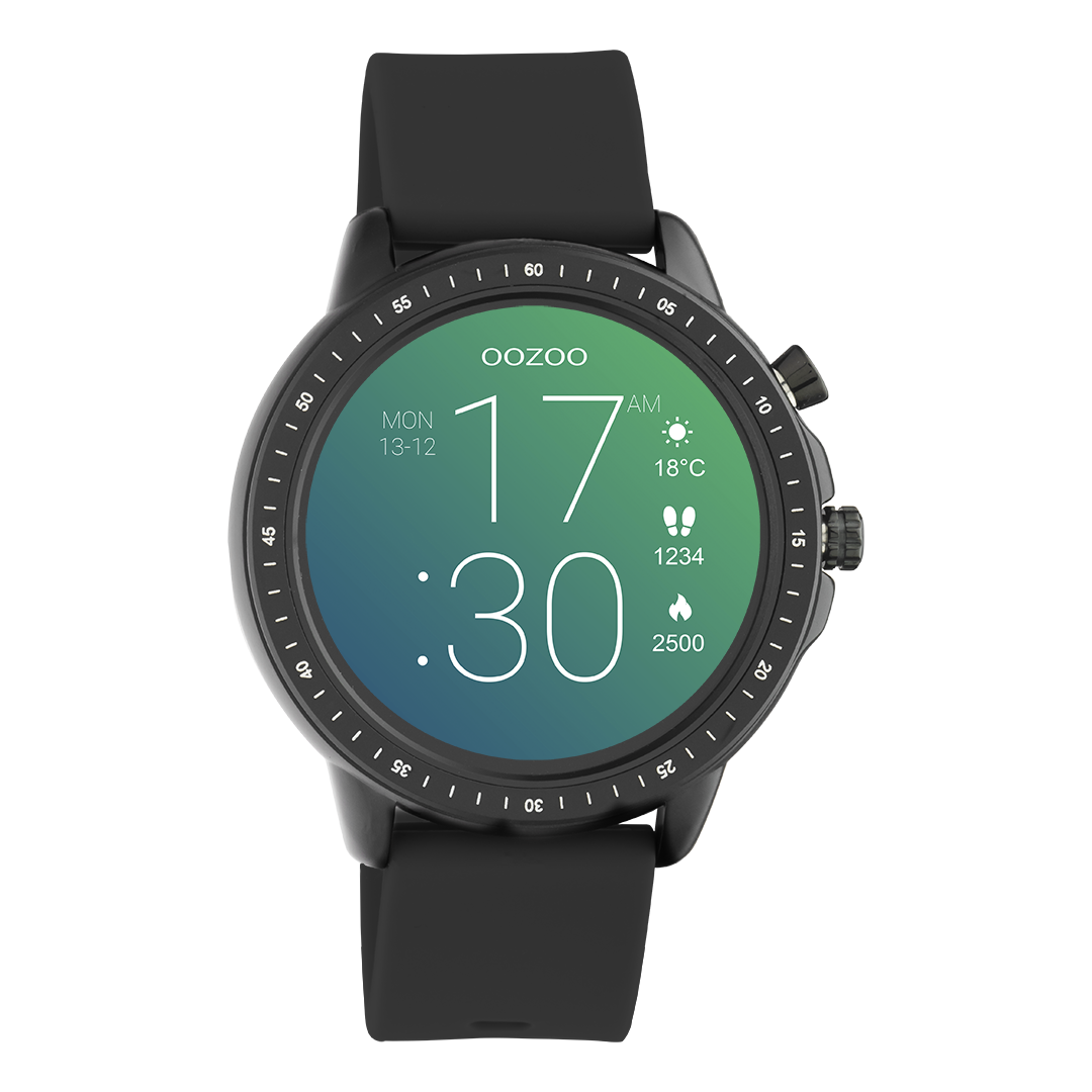 Black OOZOO smartwatch with black rubber strap - Q00304