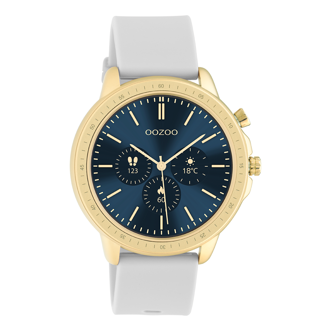 Gold coloured OOZOO smartwatch with stone grey rubber strap - Q00317